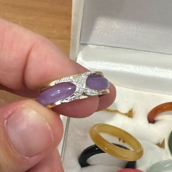 Vintage 14K Gold Interchangeable Ring Set with Diamonds size 7 - Picture 3 of 8